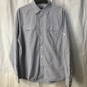 Michael-Michael Kors MK Men's Long‎ Sleeve Button Gingham Plaid Blue/White Sz XL